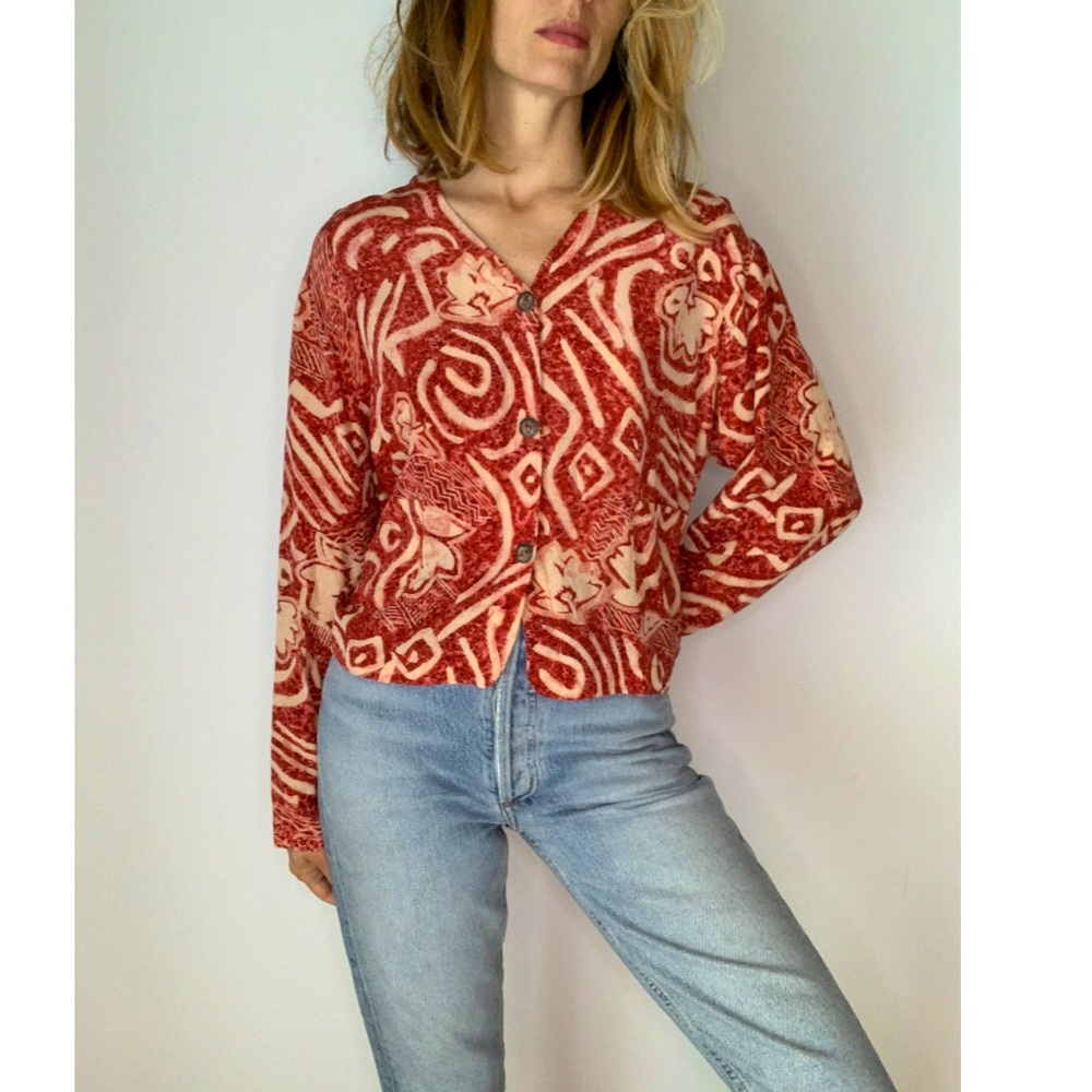 Vintage Boho Batik Silk Crop Top - Picture 13 of 15
